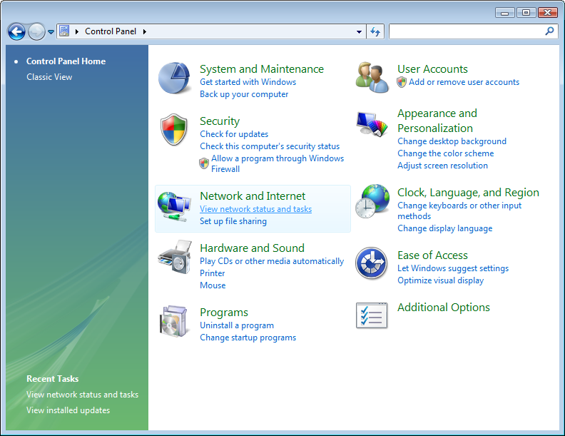 Acrylic DNS Proxy Windows Vista Configuration, Step 1