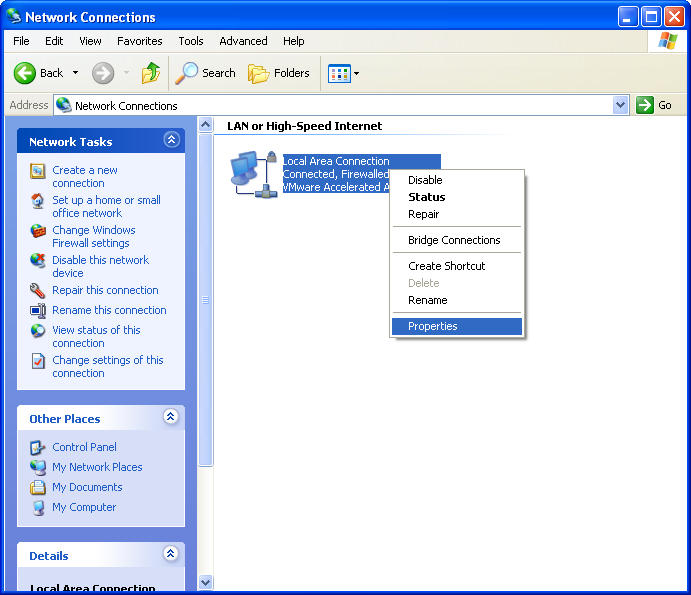 Acrylic DNS Proxy Windows XP Configuration, Step 2