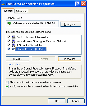 Acrylic DNS Proxy Windows XP Configuration, Step 3